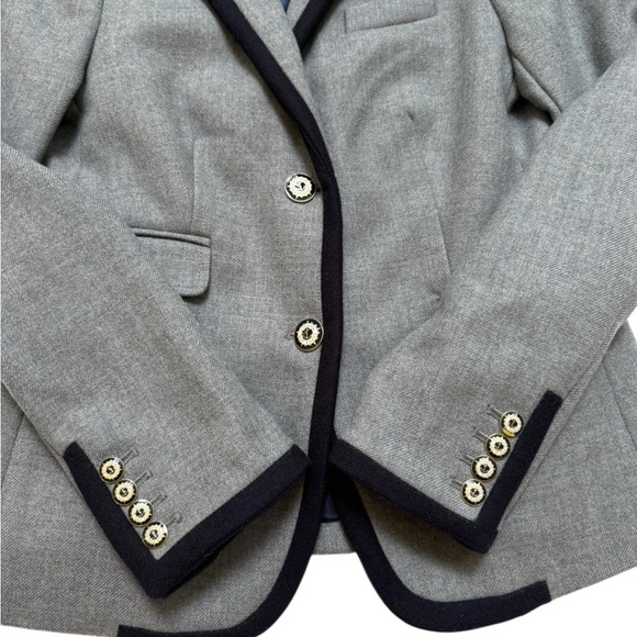 J.Crew Schoolboy Tipped Wool Blazer Academia Old Money Graphite Sz 4 Gray - Picture 4 of 12